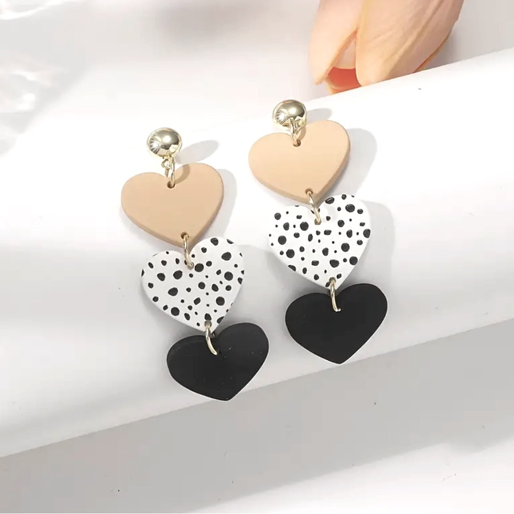 Triple Heart Dangle Earrings